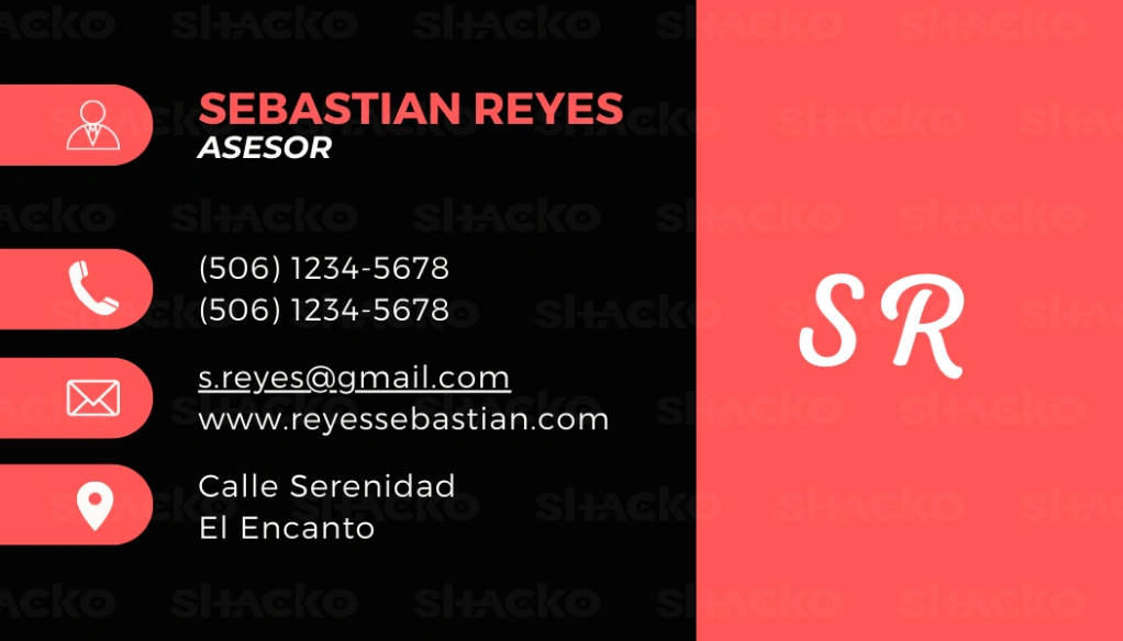 Business Card en rojo y negro para un asesor, con un dise&ntilde;o que denota autoridad y confianza.