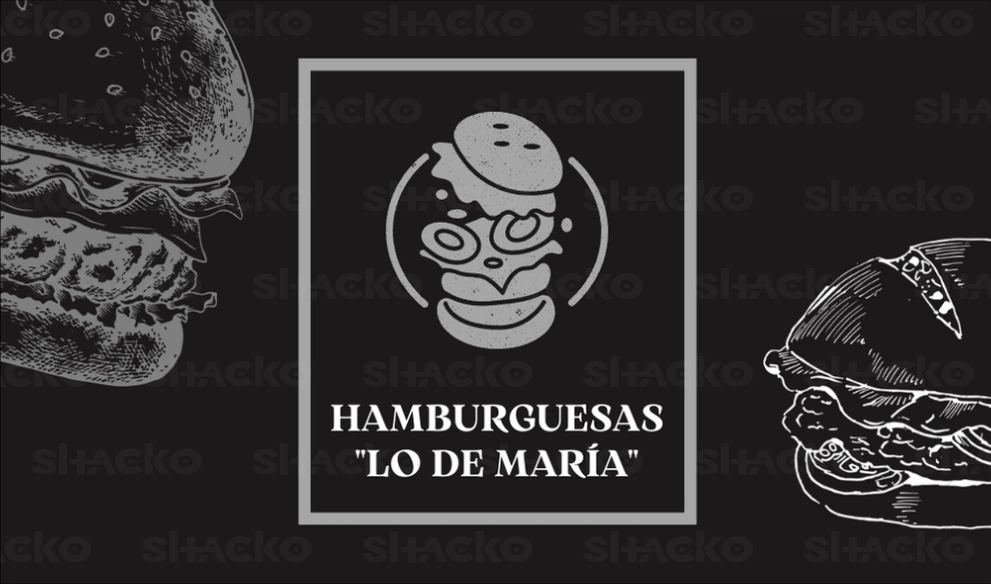 Tarjeta elegante en negro y gris, dise&ntilde;ada para una venta de hamburguesas. Atrae con un dise&ntilde;o simple y moderno.